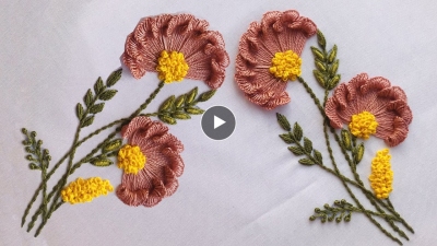 Free Pattern And Embroidery For Beginners - Carnation Flower Embroidery - Hand Embroidery Stitches