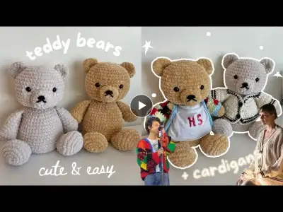 how to crochet a cute bear wearing a cardigan | amigurumi tutorial (no magic ring!) + free pattern